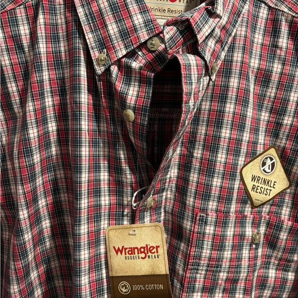 Wrangler Men's Casual Plaid Shirt - Blue and Brown - Picture 3 of 3
